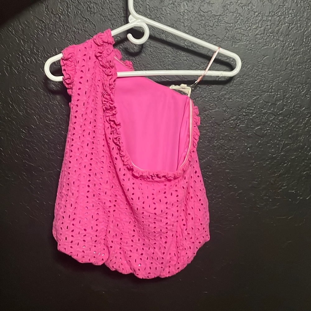 pink one shoulder blouse!! size m never worn